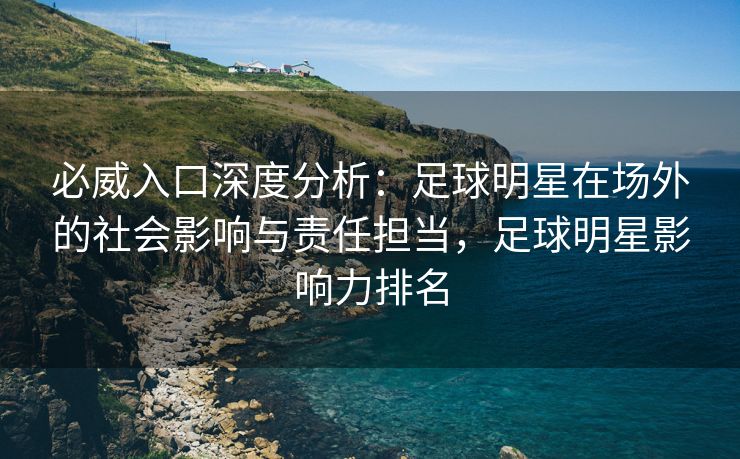 必威入口深度分析：足球明星在场外的社会影响与责任担当，足球明星影响力排名