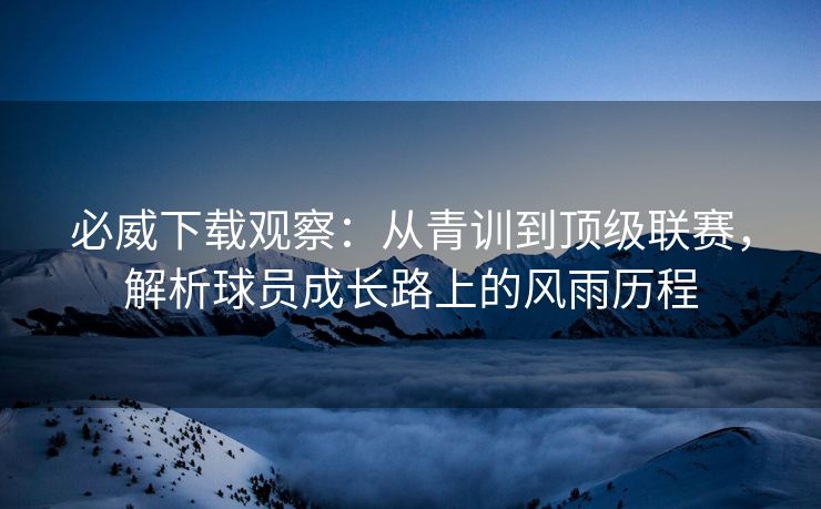 必威下载观察：从青训到顶级联赛，解析球员成长路上的风雨历程  第2张