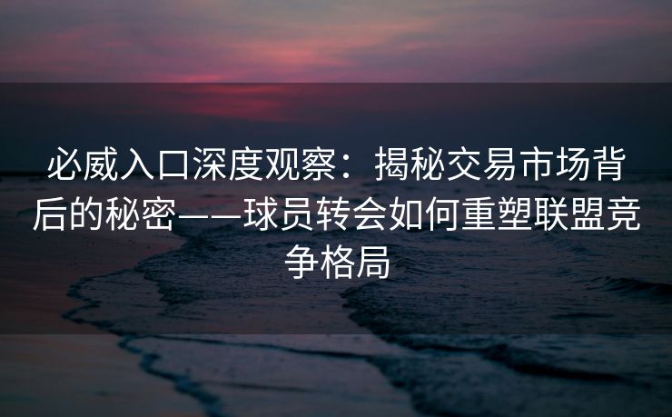 必威入口深度观察：揭秘交易市场背后的秘密——球员转会如何重塑联盟竞争格局
