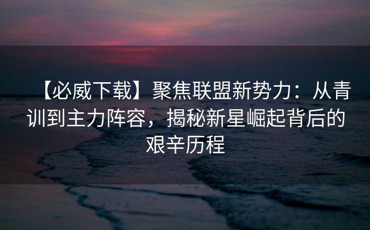 【必威下载】聚焦联盟新势力：从青训到主力阵容，揭秘新星崛起背后的艰辛历程  第2张