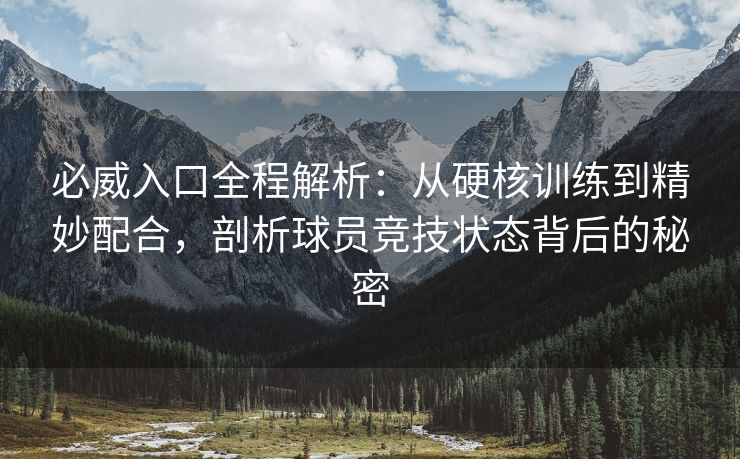 必威入口全程解析：从硬核训练到精妙配合，剖析球员竞技状态背后的秘密  第2张